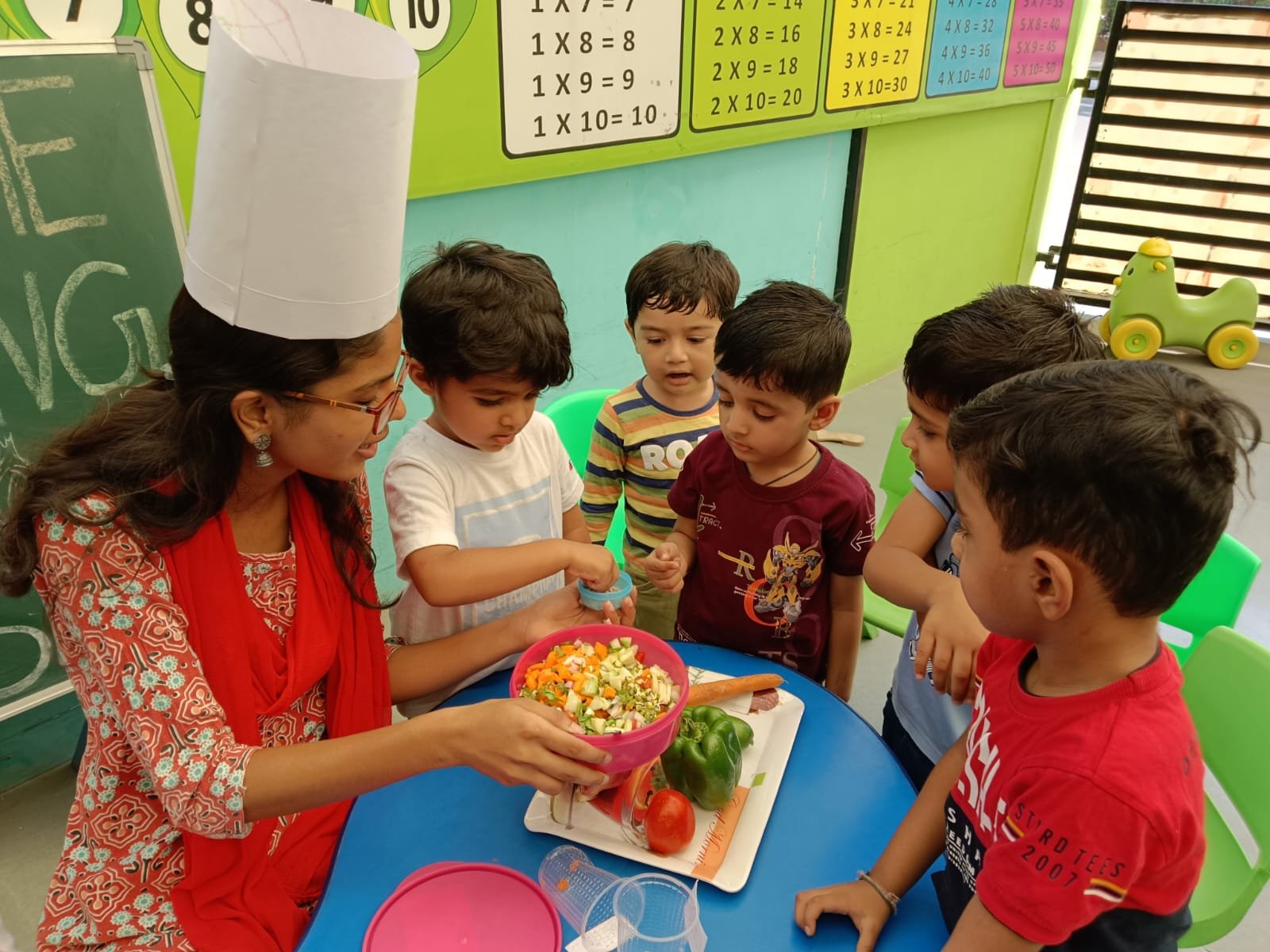Children learning about healthy food and nutrition